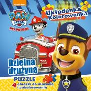 Okładka książki Psi Patrol.Dzielna drużyna.Układanka-kolorowanka PUZZLE