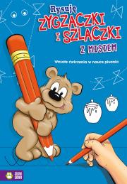 Rysuję zygzaczki i szlaczki z misiem. Autor: Aneta Maja Kryszak. Dadada.pl Okładka książki Rysuję zygzaczki i szlaczki z misiem