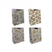 Opakowanie Torby prezentowe 26x32 czarno-złote ptaki op. 12szt