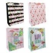 Okładka książki Torby prezentowe 26x32 flamingi op. 12szt