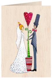 Opakowanie Karnet drewniany C6 + koperta Ślub kwiat