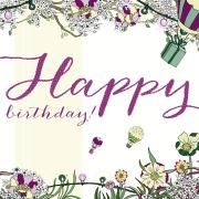 Opakowanie Karnet Swarovski kwadrat Urodziny Balony z prezentem