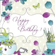 Opakowanie Karnet Swarovski kwadrat Urodziny doniczki