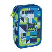 Opakowanie Piórnik 2 poz. z wyprawką Geo niebieski MILAN