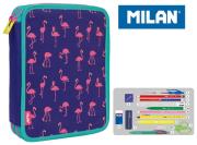Opakowanie Piórnik MILAN 2-poziomowy duży z wyposażeniem FLAMING