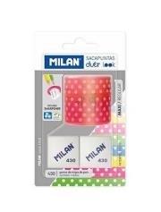 Opakowanie Temperówka Duet róż+ 2 gumki blister MILAN