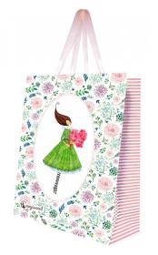 Opakowanie Torebka ozdobna duża Kobieta z bukietem