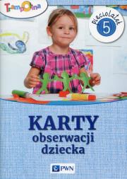 Trampolina Karty obserwacji dziecka Pięciolatek. Autor: Danuta Chrzanowska, Sękowska-Kozłowska Katarzyna. Dadada.pl Okładka książki Trampolina Karty obserwacji dziecka Pięciolatek