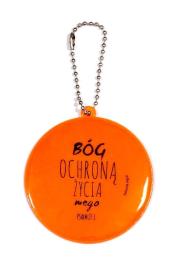 Zawieszka odb.pomarańcz. koło 6,5cm-Bóg ochroną. Wydawca: Koinonia. Dadada.pl Opakowanie Zawieszka odb.pomarańcz. koło 6,5cm-Bóg ochroną