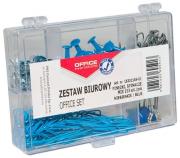 Zestaw biurowy pinezki klipy i spinacze niebieskie. Wydawca: Office Products. Dadada.pl Opakowanie Zestaw biurowy pinezki klipy i spinacze niebieskie