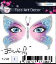 Opakowanie NAKLEJKI DO ZDOBIENIA TWARZY MOTYL 15308