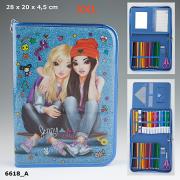 PIÓRNIK XXL Z WYPOSAŻENIEM  TOP MODEL FRIENDS NIEBIESKI 6618A. Wydawca: PLUS-Z. Dadada.pl Opakowanie PIÓRNIK XXL Z WYPOSAŻENIEM  TOP MODEL FRIENDS NIEBIESKI 6618A