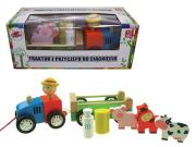 TRAKTOR DREWNIANY Z PRZYCZEPĄ 1573186. Wydawca: Brimarex. Dadada.pl Opakowanie TRAKTOR DREWNIANY Z PRZYCZEPĄ 1573186