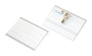 Opakowanie Identyfikator DONAU z klipsem i agrafką, otwór z boku, transparentny 50 sztuk