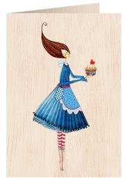 Opakowanie Karnet drewniany C6 + koperta Kobieta z ciastem