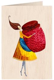 Opakowanie Karnet drewniany C6 + koperta Kobieta ze słoikiem