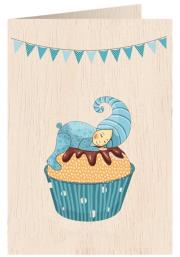 Opakowanie Karnet drewniany C6 + koperta Narodziny chłopiec