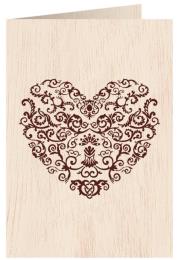 Opakowanie Karnet drewniany C6 + koperta Serce wzory Ślub