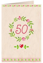 Opakowanie Karnet drewniany C6 + koperta Urodziny 50