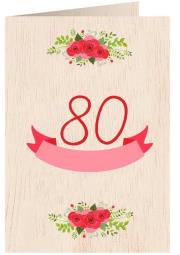 Opakowanie Karnet drewniany C6 + koperta Urodziny 80