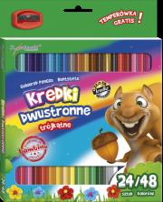 KREDKI SZKOLNE TRÓJKĄTNE DWUSTRONNE 24/48 KOLORÓW Z TEMPERÓWKĄ. Wydawca: ST-MAJEWSKI. Dadada.pl Opakowanie KREDKI SZKOLNE TRÓJKĄTNE DWUSTRONNE 24/48 KOLORÓW Z TEMPERÓWKĄ