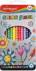 Opakowanie KREDKI TRÓJKĄTNE KEYROAD 12 KOLORÓW W METALOWYM PUDEŁKU