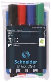 Opakowanie Zestaw markerów do tablic SCHNEIDER Maxx 293, 2-5mm, 4 kolory