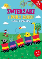 Zgaduj i naklejaj - Zwierzaki i Pory roku. Autor: Magdalena Popovics. Dadada.pl Okładka książki Zgaduj i naklejaj - Zwierzaki i Pory roku