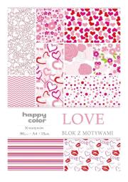 Opakowanie Blok A4/15 z motywami Love HAPPY COLOR