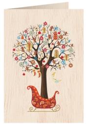 Opakowanie Karnet drewniany C6 + koperta Święta Drzewko