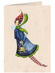 Opakowanie Karnet drewniany C6 + koperta Święta Kobieta z lampionem