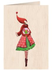 Opakowanie Karnet drewniany C6 + koperta Święta Kobieta ze szklaną kulą