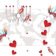 Opakowanie Karnet Swarovski kwadrat YC10_BL Serca i ptaszki