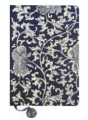 Opakowanie Notes A5/144K Granatowy Białe Liście i Kwiaty
