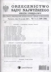 Opakowanie Orzecznictwo Sądu Najwyższego zbiór urzędowy 1-2/2009