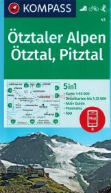 Otztaler Alpen, Otztal, Pitztal 1 50 000 KOMPASS. Autor: praca zbiorowa. Dadada.pl Okładka książki Otztaler Alpen, Otztal, Pitztal 1 50 000 KOMPASS