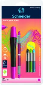 Opakowanie Pióro kulkowe SCHNEIDER Breeze NEON M różowe/czarne + 5 x kartridż blister