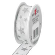 Opakowanie Wstążka 2mx25mm Gwiazdy srebrne