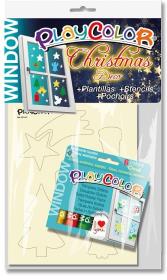 Opakowanie Farby do szyb 6 kolorów + 2 szablony Christmas