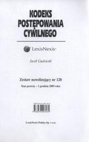 Kodeks Postępowania Cywilnego Zestaw nowelizujący nr 120. Autor: Gudowski Jacek. Dadada.pl Okładka książki Kodeks Postępowania Cywilnego Zestaw nowelizujący nr 120