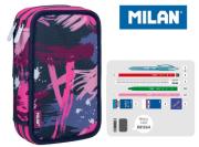 Piórnik MILAN 2-poziomowy z wyposażeniem ARTY GEO róż. Wydawca: MILAN. Dadada.pl Opakowanie Piórnik MILAN 2-poziomowy z wyposażeniem ARTY GEO róż