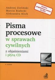 Pisma procesowe w sprawach cywilnych z objaśnieniami i płytą CD. Autor: Białecki Marcin, Klich Aleksandra. Dadada.pl Okładka książki Pisma procesowe w sprawach cywilnych z objaśnieniami i płytą CD