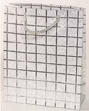 Opakowanie Torebka prezentowa M srebrna krata 0287-01