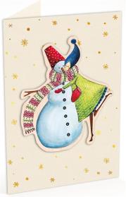 Opakowanie Karnet C6 naklejany + koperta Święta Kobieta z bałwanem