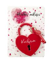 Kłódka miłości czerwona z hasłem Kocham. Wydawca: Jawi. Dadada.pl Opakowanie Kłódka miłości czerwona z hasłem Kocham