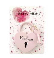 Opakowanie Kłódka miłości różowa z hasłem Kocham