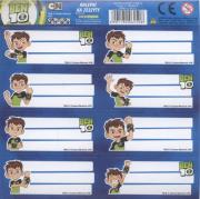 Nalepki na zeszyty Ben10 8x50 sztuk. Wydawca: Derform. Dadada.pl Opakowanie Nalepki na zeszyty Ben10 8x50 sztuk