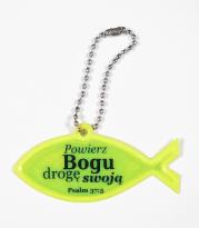 Zawieszka odblaskowa. Rybka - Powierz Bogu drogę... Wydawca: Koinonia. Dadada.pl Opakowanie Zawieszka odblaskowa. Rybka - Powierz Bogu drogę..