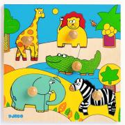 Drewniane puzzle - Zwierzątka Safari. Wydawca: Djeco. Dadada.pl Opakowanie Drewniane puzzle - Zwierzątka Safari