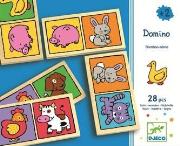Gra drewniana domino - Kolorowe zwierzaki. Wydawca: Djeco. Dadada.pl Opakowanie Gra drewniana domino - Kolorowe zwierzaki